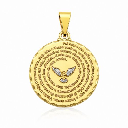 Pingente Ora��o Pai Nosso com Esp�rito Santo Banhado a Ouro