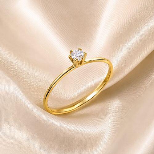 Anel Solitário Moissanite Banhado a Ouro