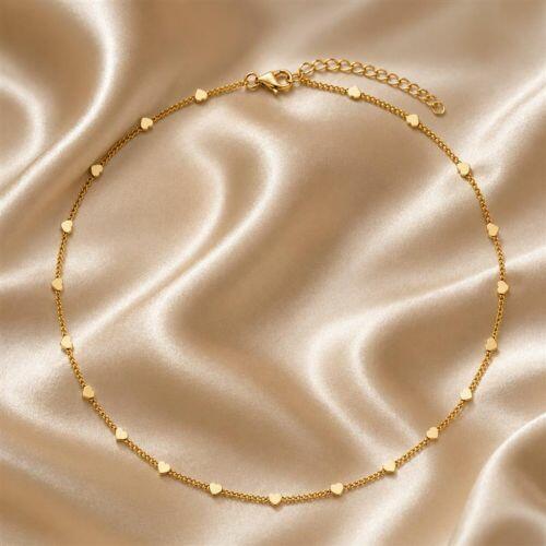 Choker Mini Corações Lisos Banhado em Ouro18k