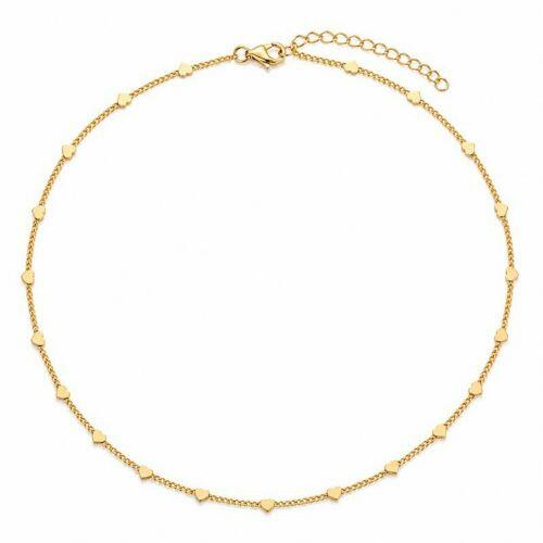 Choker Mini Cora��es Lisos Banhado em Ouro18k