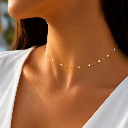 Choker Mini Corações Lisos Banhado em Ouro18k