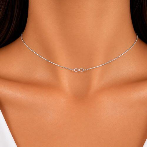 Choker Símbolo do Infinito Banhado a Prata