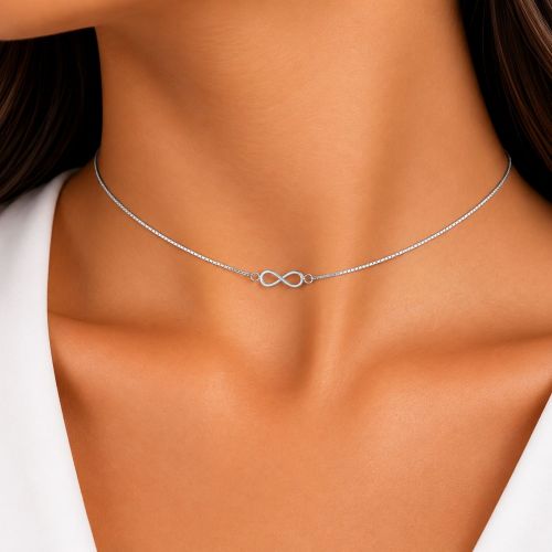 Choker Símbolo do Infinito Banhado a Prata