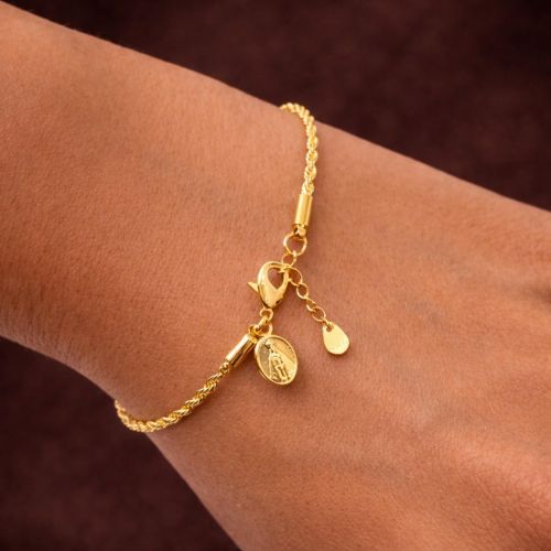 Pulseira Elo Baiano com Nossa Senhora Aparecida Banhado a Ouro
