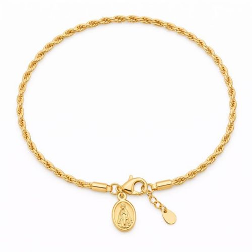 Pulseira Elo Baiano com Nossa Senhora Aparecida Banhado a Ouro