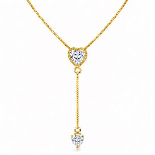 Colar Gravatinha Cora��o Zirc�nia Cristal Banhado a Ouro