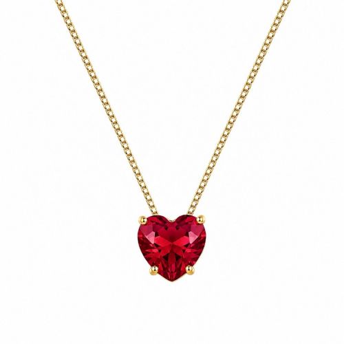 Colar Cora��o Zirc�nia Rubi Banhado a Ouro
