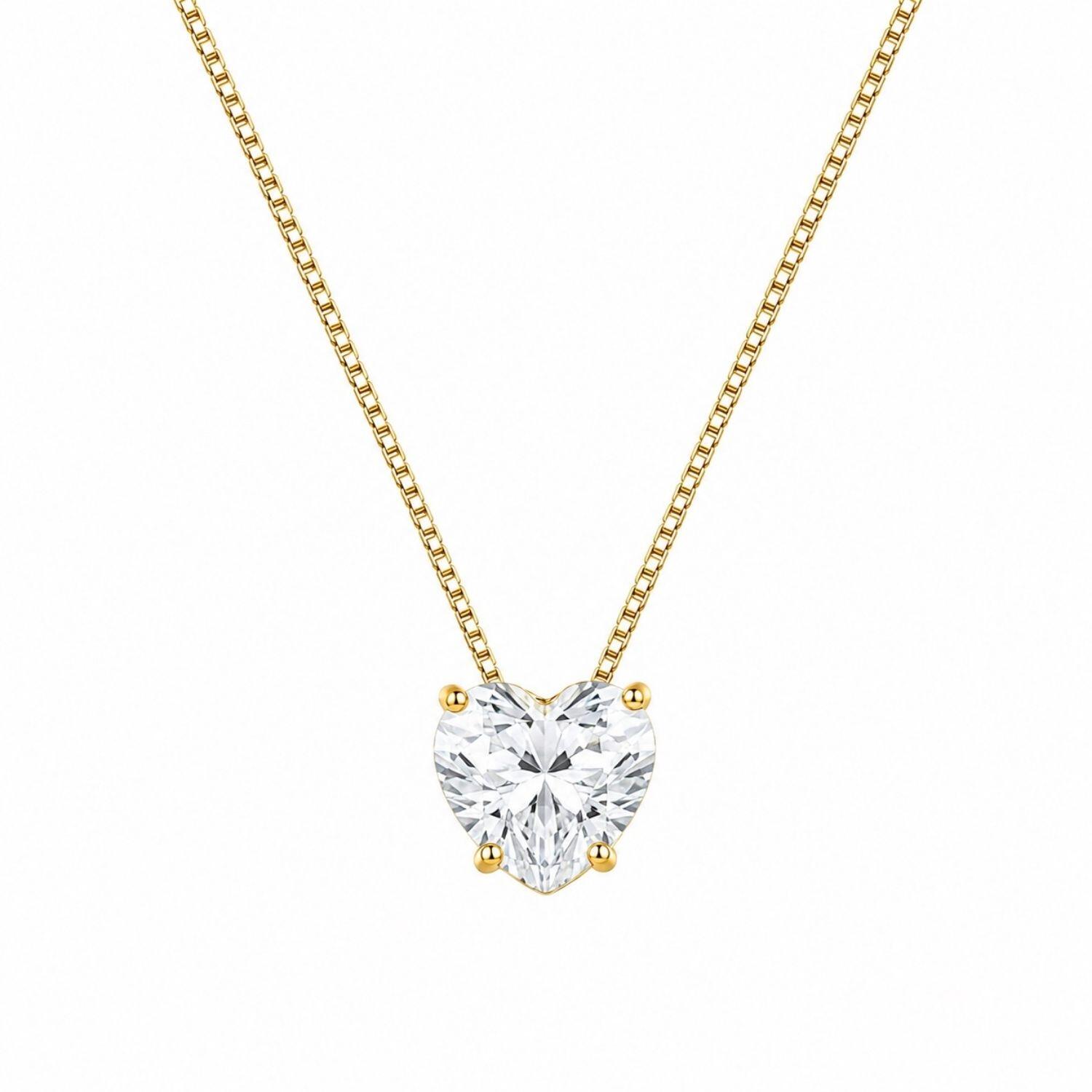 Colar Coração Zircônia Cristal Banhado a Ouro