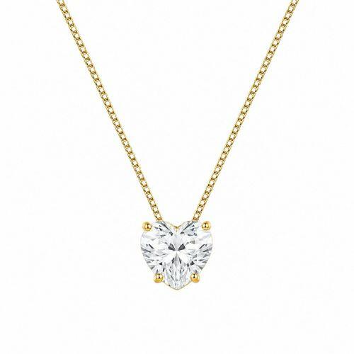 Colar Coração Zircônia Cristal Banhado a Ouro
