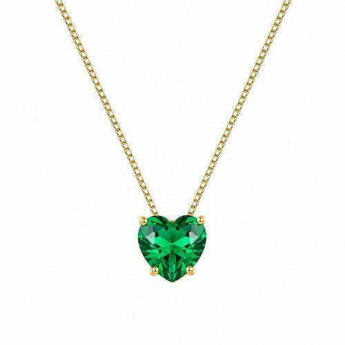Colar Cora��o Zirc�nia Turmalina Banhado a Ouro