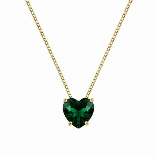 Colar Cora��o Zirc�nia Esmeralda Banhado a Ouro