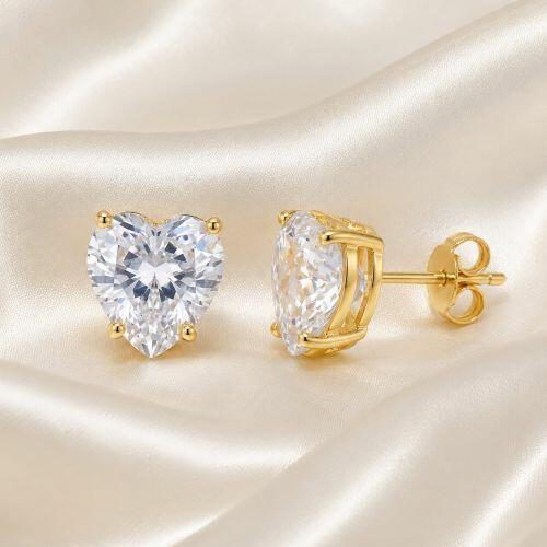Brinco Coração Zircônia Cristal Banhado a Ouro