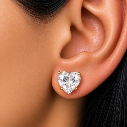 Brinco Cora��o Zirc�nia Cristal Banhado a Ouro
