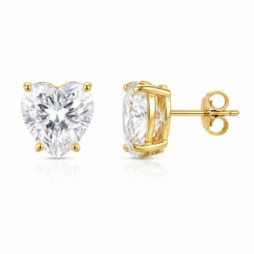 Brinco Cora��o Zirc�nia Cristal Banhado a Ouro