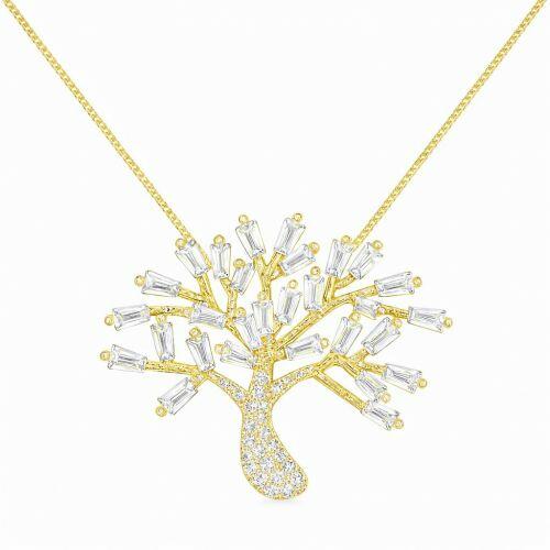Colar �rvore da Vida com Zirc�nias Baguettes e Micro Banhado em Ouro18k