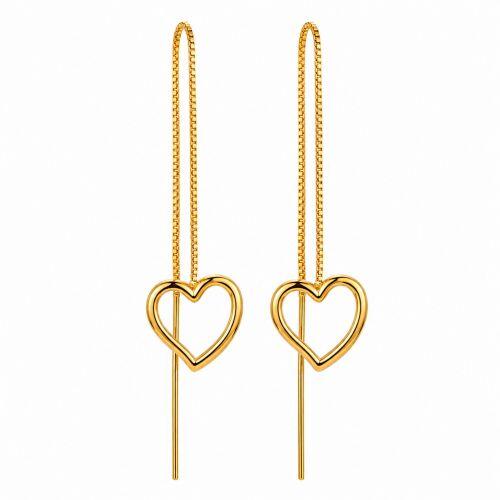 Brinco Passante com Cora��o Vazado Banhado a Ouro