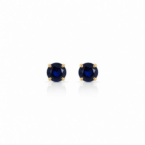 Brinco Ponto de Luz Zirc�nia Azul Safira Banhado a Ouro