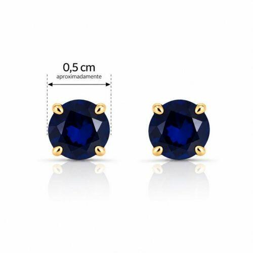 Brinco Ponto de Luz Zircônia Azul Safira Banhado a Ouro
