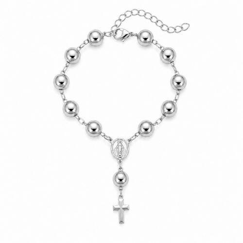 Pulseira Ter�o Nossa Senhora Milagrosa Banhado a Prata