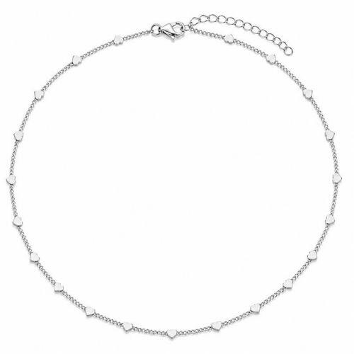 Choker Mini Cora��es Liso Banhado a Prata