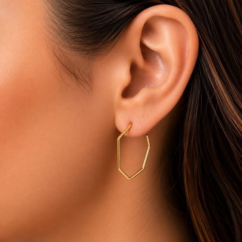 Brinco Argola Geom�trica 2.5 cm Banhado a Ouro