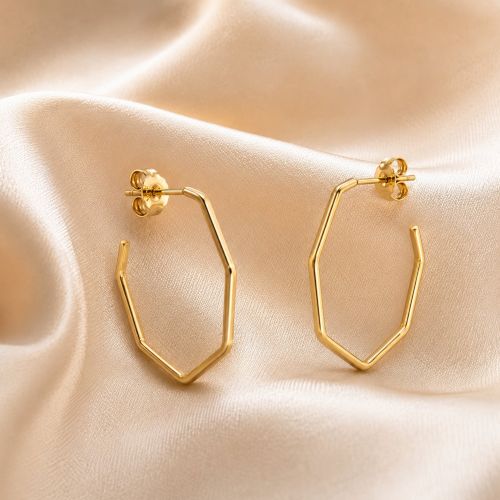 Brinco Argola Geom�trica 2.5 cm Banhado a Ouro
