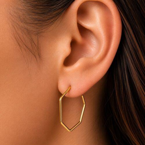 Brinco Argola Geom�trica 2.5 cm Banhado a Ouro