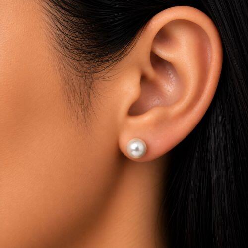 Brinco P�rola 0.8 cm Banhado a Ouro