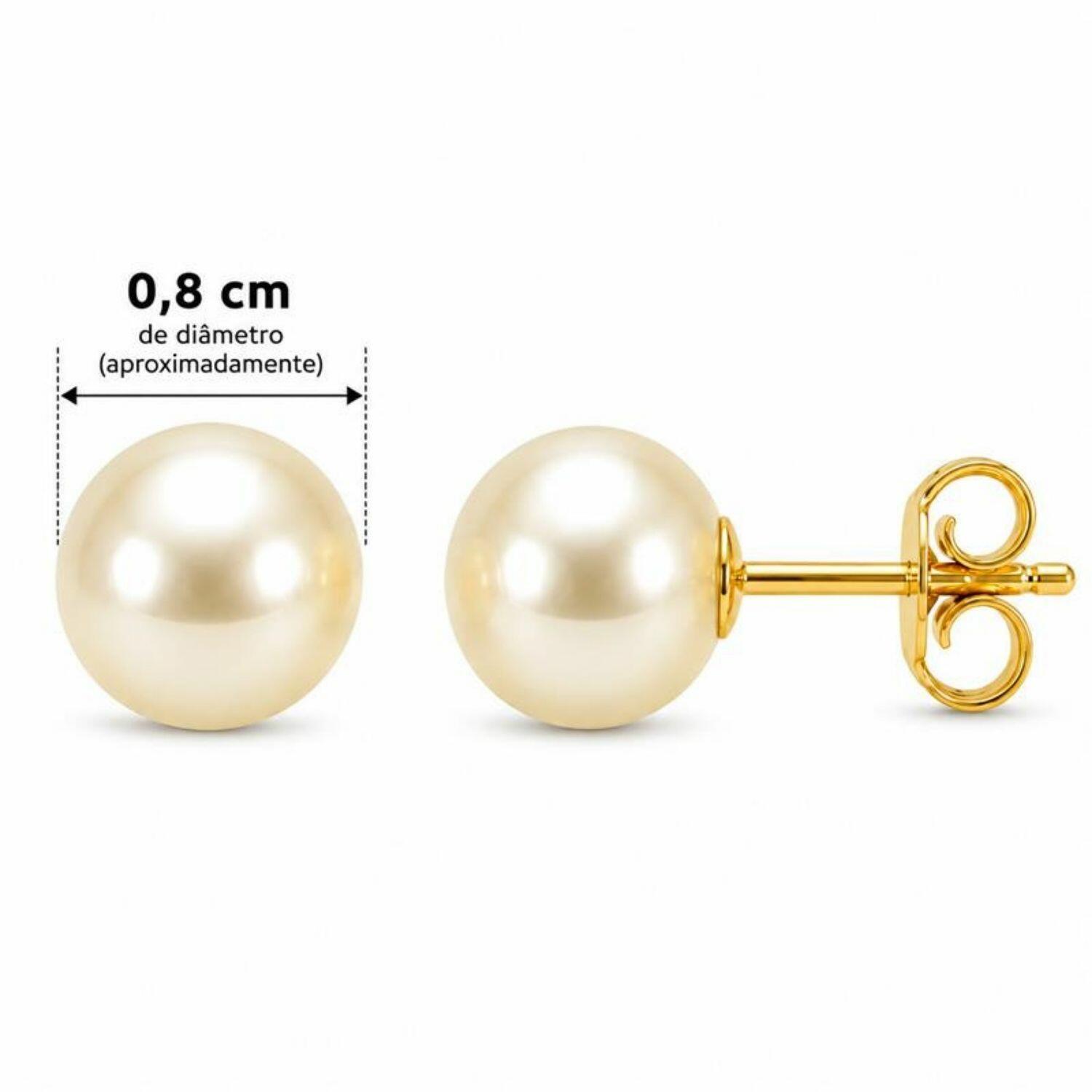 Brinco Pérola 0.8 cm Banhado a Ouro