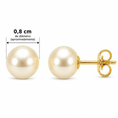 Brinco Pérola 0.8 cm Banhado a Ouro