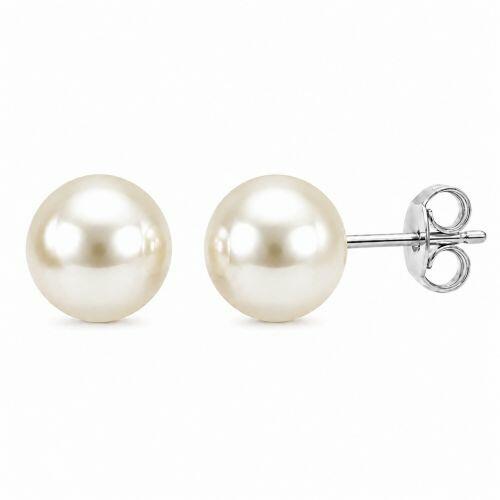 Brinco P�rola 1.2 cm Banhado a Prata