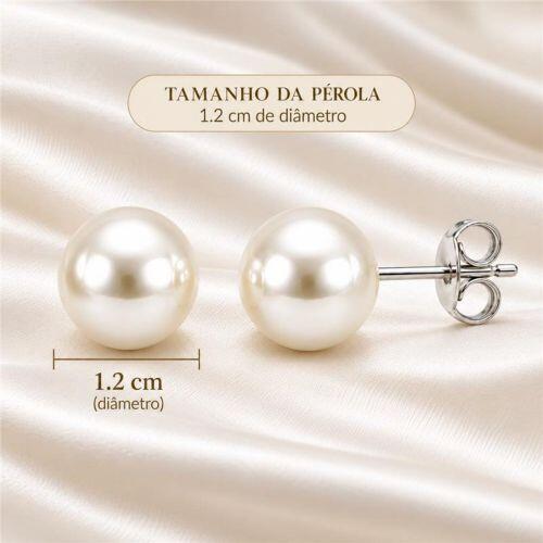 Brinco Pérola 1.2 cm Banhado a Prata