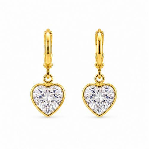 Brinco Argola com Coração Zircônia Cristal Banhado a Ouro