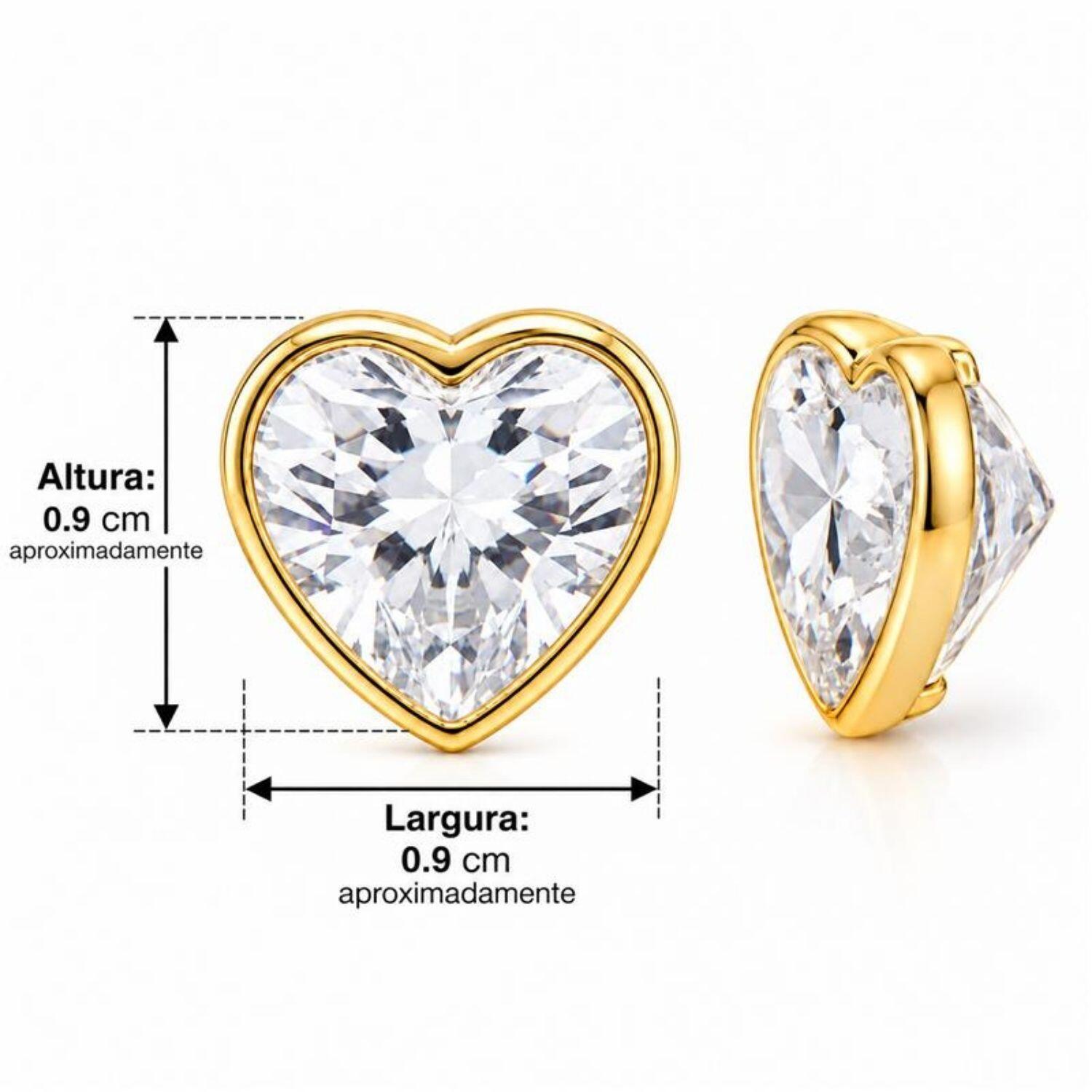 Brinco Argola com Coração Zircônia Cristal Banhado a Ouro