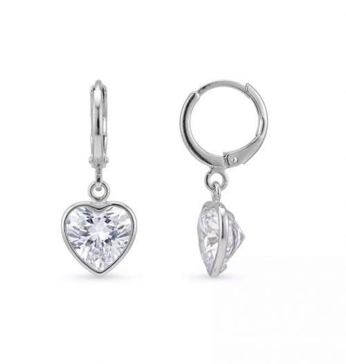 Brinco Argola com Cora��o Zirc�nia Cristal Banhado a Prata