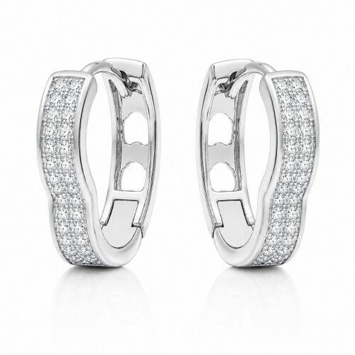 Brinco Argola Coração 2 Fileiras de Micro Zircônia Cristal Banhado a Prata
