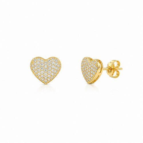 Brinco Coração Micro Zircônia Cristal Banhado a Ouro
