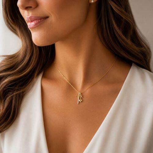 Colar F� Micro Zirc�nia  com Cora��o Liso Banhado a Ouro