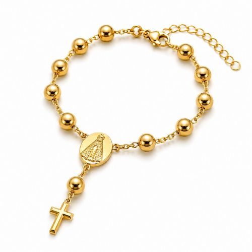 Pulseira Terço Nossa Senhora Aparecida Banhado a Ouro