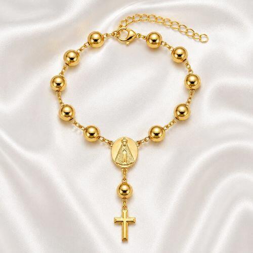 Pulseira Terço Nossa Senhora Aparecida Banhado a Ouro