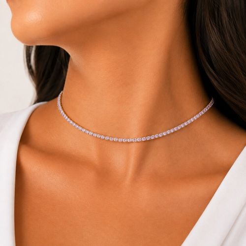 Choker Riviera Zircônia Ametista Banhado a Ouro