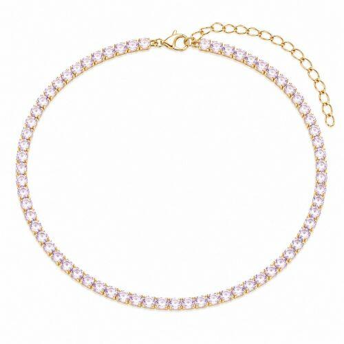 Choker Riviera Zirc�nia Ametista Banhado a Ouro