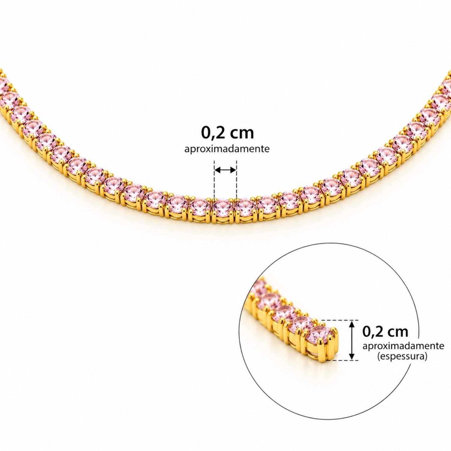 Choker Riviera Zircônia Ametista Banhado a Ouro