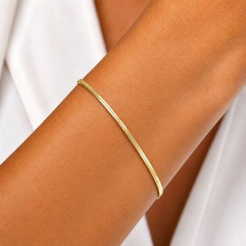 Pulseira Laminada Fina Banhado a Ouro