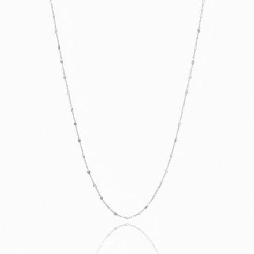 Colar Longo Mini Cora��es Lisos Banhado a Prata