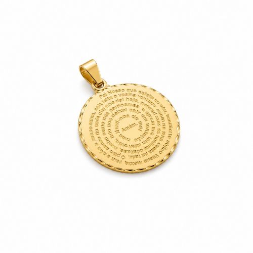 Pingente Ora��o Pai Nosso Banhado a Ouro