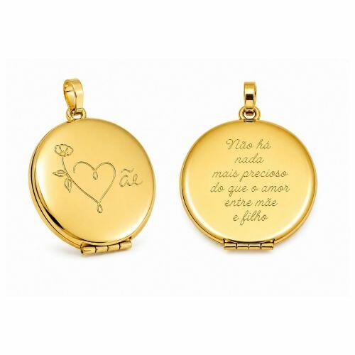 Pingente Relic�rio M�e Banhado a Ouro