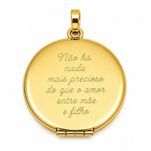 Pingente Relicário Mãe Banhado a Ouro