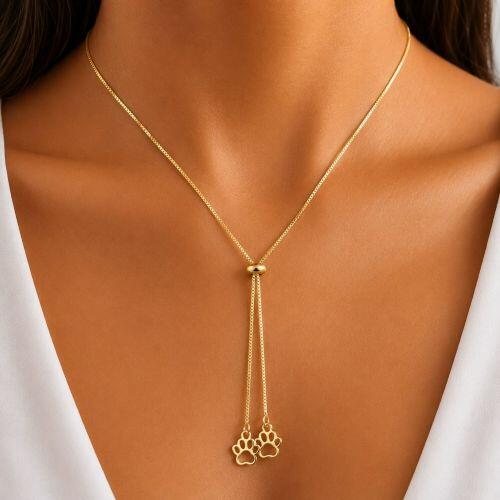 Colar Gravatinha Regul�vel Patinha Vazada Banhado a Ouro