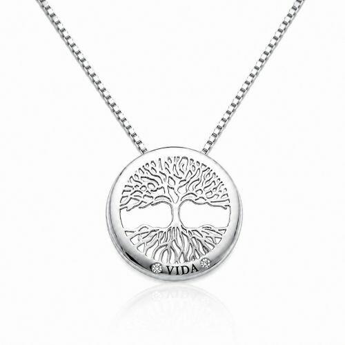 Colar �rvore da Vida 2.4 cm Banhado a Prata